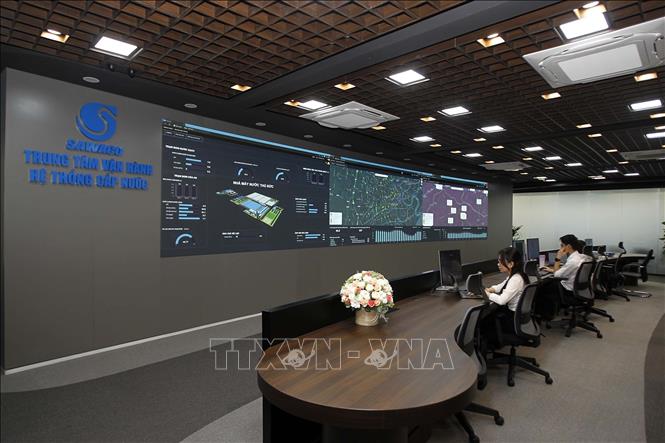 Trung tâm vận hành hệ thống cấp nước thuộc Tổng Công ty cấp nước Thành phố Hồ Chí Minh. Ảnh: Thanh Vũ-TTXVN