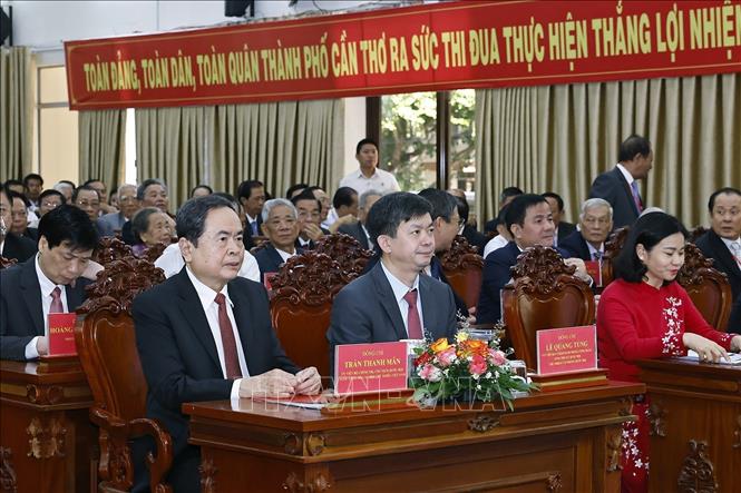 Chủ tịch Quốc hội Trần Thanh Mẫn và đại biểu dự Lễ Công bố Nghị quyết. Ảnh: Doãn Tấn - TTXVN