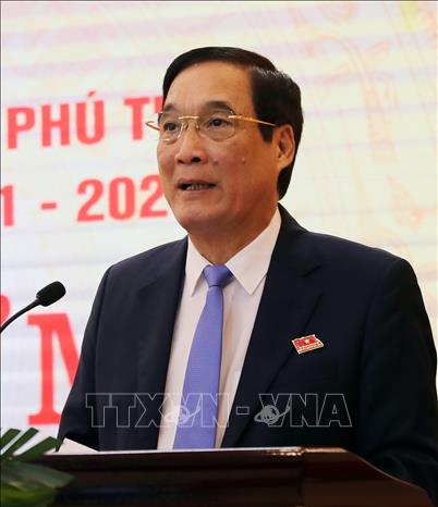Ông Bùi Minh Châu, Ủy viên Trung ương Đảng, đại biểu Quốc hội khóa XV, giữ chức vụ Trưởng Đoàn đại biểu Quốc hội khóa XV tỉnh Phú Thọ. Ảnh: Tạ Toàn - TTXVN