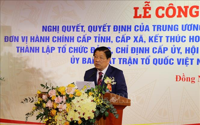 Đồng chí Phan Đình Trạc, Ủy viên Bộ Chính trị, Bí thư Trung ương Đảng, Trưởng Ban Nội chính Trung ương phát biểu tại buổi lễ. Ảnh: Sỹ Tuyên - TTXVN