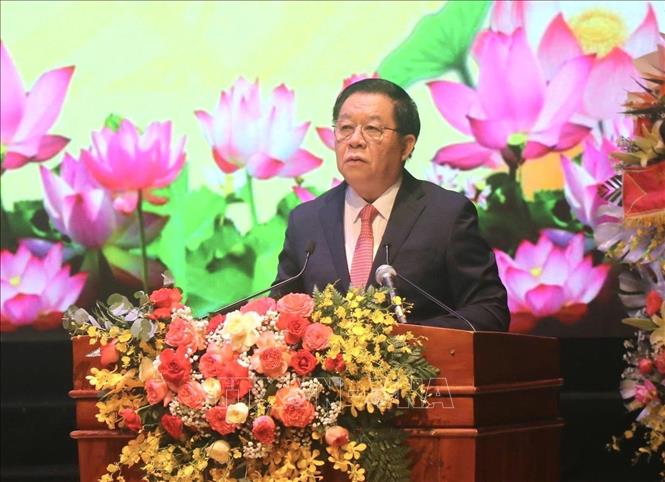 Ủy viên Bộ chính trị, Trưởng Ban tuyên giáo và Dân vận Trung ương Nguyễn Trọng Nghĩa phát biểu. Ảnh: Sỹ Thắng-TTXVN