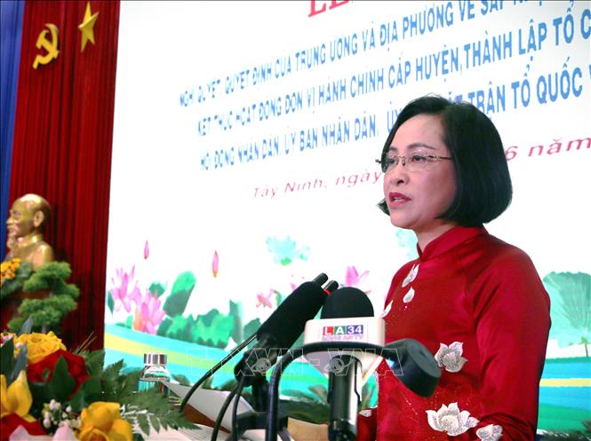 Phó Chủ tịch Quốc hội Nguyễn Thị Thanh phát biểu tại lễ công bố. Ảnh: Thanh Bình - TTXVN