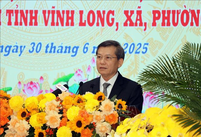 Chánh án Tòa án nhân dân tối cao Lê Minh Trí phát biểu tại buổi lễ. Ảnh: Phạm Minh Tuấn-TTXVN.