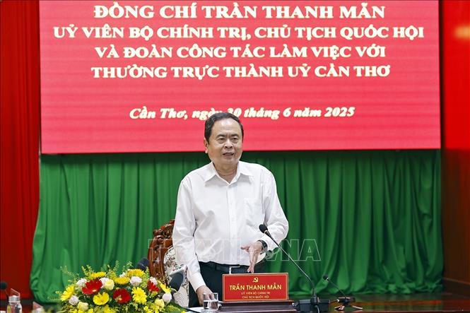 Chủ tịch Quốc hội Trần Thanh Mẫn phát biểu. Ảnh: Doãn Tấn - TTXVN