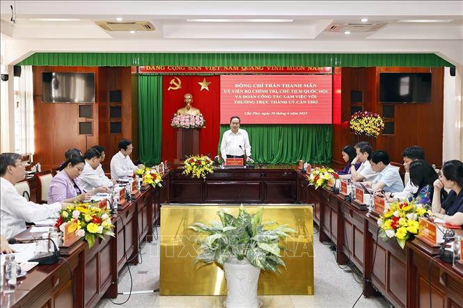 Chủ tịch Quốc hội Trần Thanh Mẫn phát biểu. Ảnh: Doãn Tấn - TTXVN