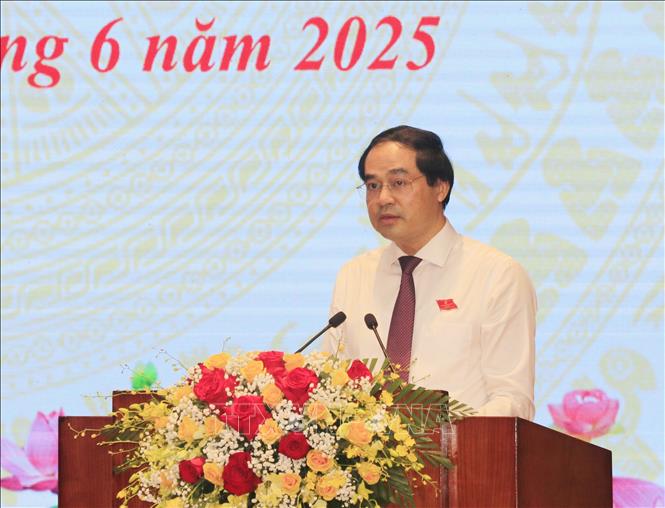 Bí thư Tỉnh ủy, Chủ tịch HĐND tỉnh Lào Cai Trịnh Xuân Trường phát biểu bế mạc. Ảnh: Tiến Khánh - TTXVN