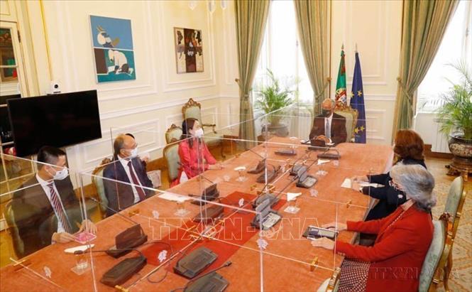 Phó Chủ tịch nước Võ Thị Ánh Xuân hội kiến Tổng thống Bồ Đào Nha Marcelo Rebelo de Sousa (Lisbon, 28/10/2021). Ảnh: Phương Hoa - TTXVN
