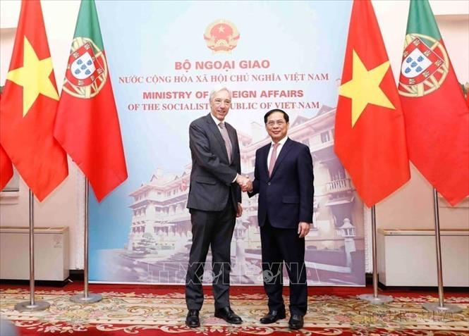 Bộ trưởng Ngoại giao Bùi Thanh Sơn đón và hội đàm với Bộ trưởng Ngoại giao Bồ Đào Nha Joao Gomes Cravinho thăm chính thức Việt Nam từ ngày 17-19/1/2023. Ảnh: An Đăng - TTXVN