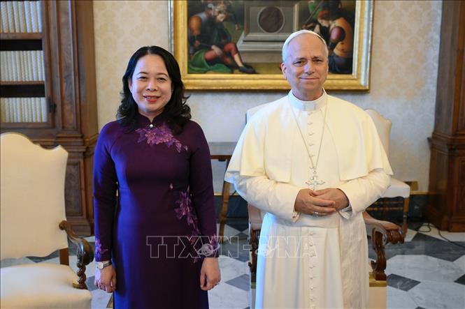 Phó Chủ tịch nước Võ Thị Ánh Xuân gặp Giáo hoàng Leo XIV. Ảnh: TTXVN phát