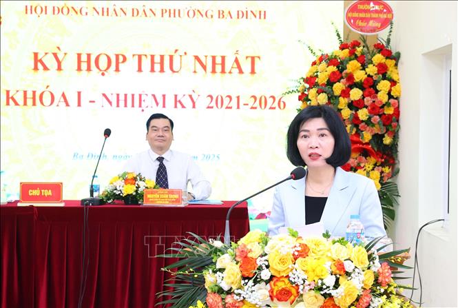 Đồng chí Phùng Thị Hồng Hà, Phó Chủ tịch Thường trực HĐND thành phố Hà Nội phát biểu chỉ đạo. Ảnh: Văn Điệp – TTXVN