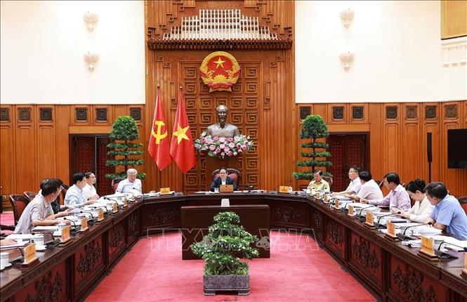 Thủ tướng Phạm Minh Chính chủ trì cuộc họp của Ban Thường vụ Đảng uỷ Chính phủ về dự thảo đề án phát triển văn hoá. Ảnh: Dương Giang-TTXVN