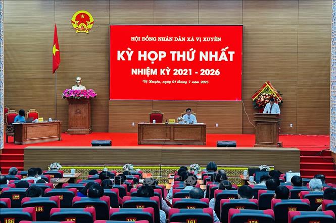 Xã Vị Xuyên (Tuyên Quang) tổ chức Kỳ họp thứ nhất HĐND. Ảnh: Đức Thọ - TTXVN