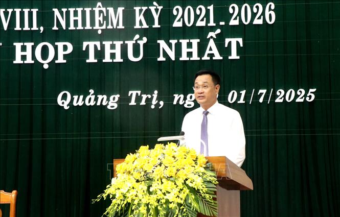 Ông Lê Ngọc Quang, Ủy viên Trung ương Đảng, Bí thư Tỉnh ủy Quảng Trị phát biểu tại kỳ họp. Ảnh: Võ Dung - TTXVN