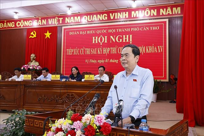 Chủ tịch Quốc hội Trần Thanh Mẫn phát biểu. Ảnh: Doãn Tấn - TTXVN