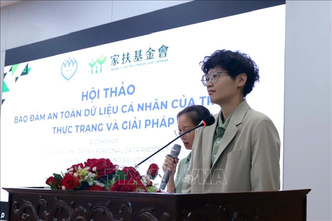 Bà Huang Ya-Ke, Trưởng đại diện tổ chức Taiwan Fund for Children and Families (TFCF) tại Việt Nam phát biểu tại hội thảo. Ảnh: Thanh Vũ-TTXVN