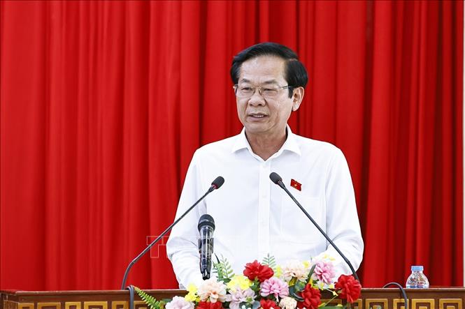 Đồng chí Đỗ Thanh Bình, Ủy viên Trung ương Đảng, Bí thư Thành uỷ Cần Thơ phát biểu. Ảnh: Doãn Tấn - TTXVN