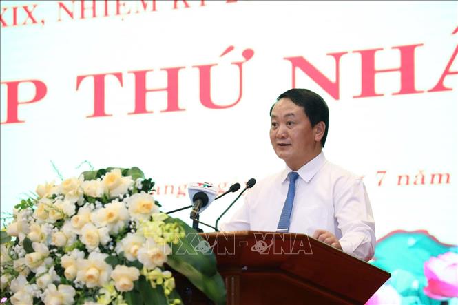 Bí thư Tỉnh ủy Tuyên Quang Hầu A Lềnh phát biểu chỉ đạo tại kỳ họp. Ảnh: Hoàng Hải - TTXVN