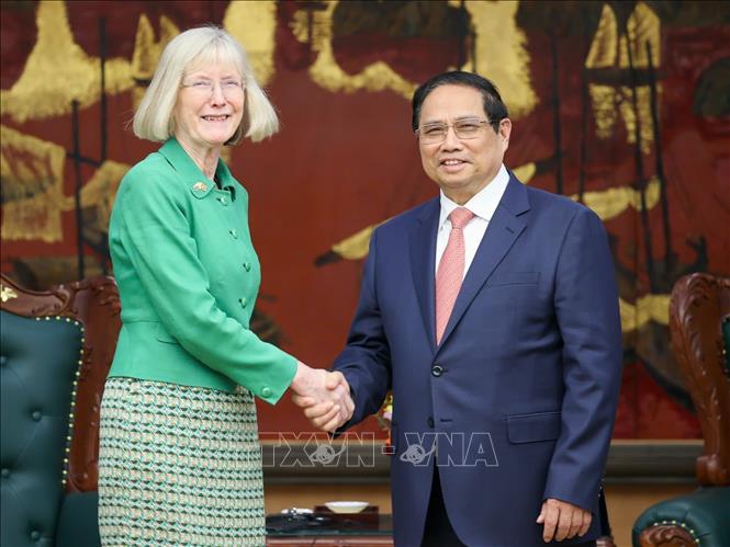 Thủ tướng Phạm Minh Chính tiếp bà Gillian Bird, Đại sứ Australia tại Việt Nam. Ảnh: Dương Giang-TTXVN