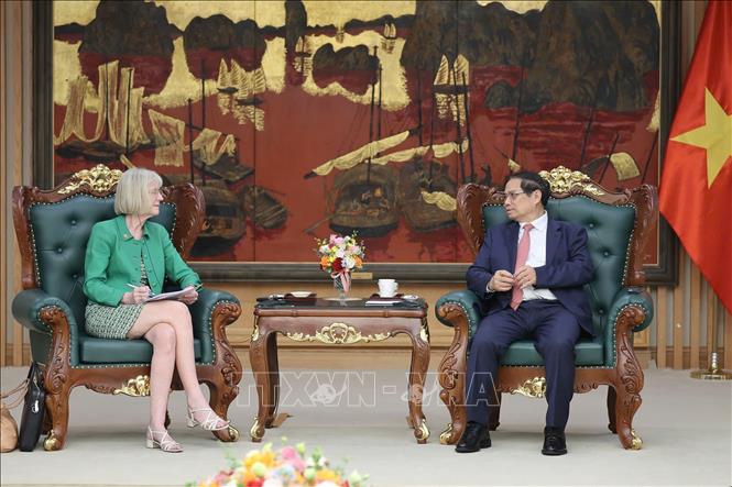 Thủ tướng Phạm Minh Chính tiếp bà  Gillian Bird, Đại sứ Australia tại Việt Nam. Ảnh: Dương Giang-TTXVN