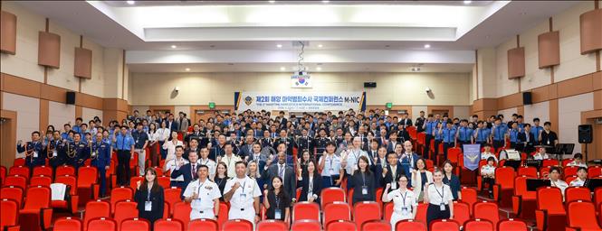 Quang cảnh hội trường diễn ra Hội nghị quốc tế điều tra tội phạm ma túy trên biển lần thứ 2.  Ảnh: Đức Thắng (P/v TTXVN tại Hàn Quốc)
