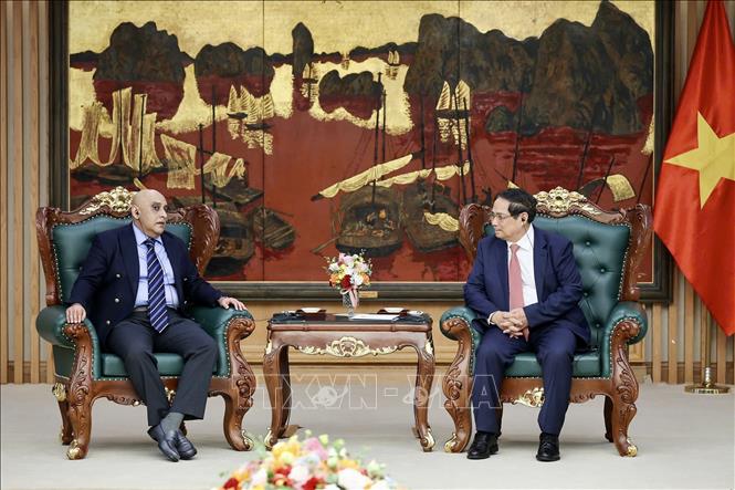 Thủ tướng Phạm Minh Chính tiếp ông Ali Ijaz Ahmad, Chủ tịch kiêm Tổng Giám đốc Tập đoàn Makara Capital Partners. Ảnh: Dương Giang-TTXVN 