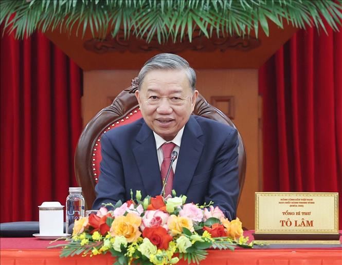 Tổng Bí thư Tô Lâm điện đàm với Tổng thống Hoa Kỳ Donald Trump. Ảnh: Thống Nhất – TTXVN