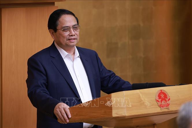 Thủ tướng Phạm Minh Chính chủ trì Phiên họp Chính phủ thường kỳ tháng 6 năm 2025 và Hội nghị trực tuyến Chính phủ với các địa phương. Ảnh: Dương Giang-TTXVN
