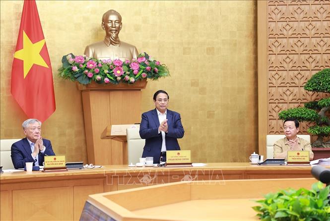 Thủ tướng Phạm Minh Chính chủ trì Phiên họp Chính phủ thường kỳ tháng 6 năm 2025 và Hội nghị trực tuyến Chính phủ với các địa phương. Ảnh: Dương Giang-TTXVN
