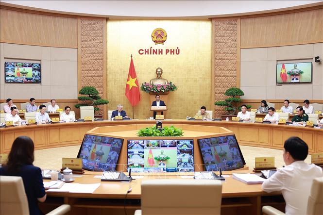 Thủ tướng Phạm Minh Chính chủ trì Phiên họp Chính phủ thường kỳ tháng 6 năm 2025 và Hội nghị trực tuyến Chính phủ với các địa phương. Ảnh: Dương Giang-TTXVN
