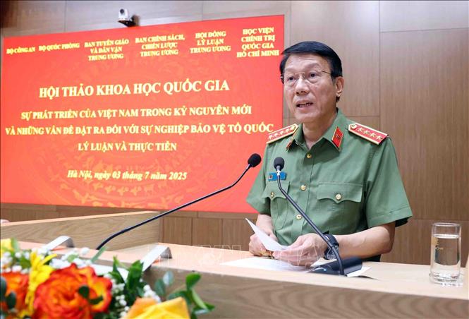 Đại tướng Lương Tam Quang, Bộ trưởng Bộ Công an phát biểu. Ảnh: Phạm Kiên – TTXVN