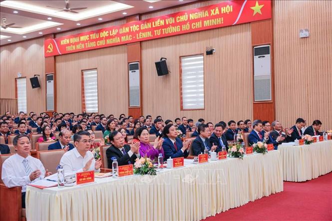 Các đại biểu cùng 239 đảng viên đại diện cho 4.610 đảng viên toàn Tập đoàn Hoá chất Việt Nam tham dự Đại hội. Ảnh: Hoàng Hiếu - TTXVN