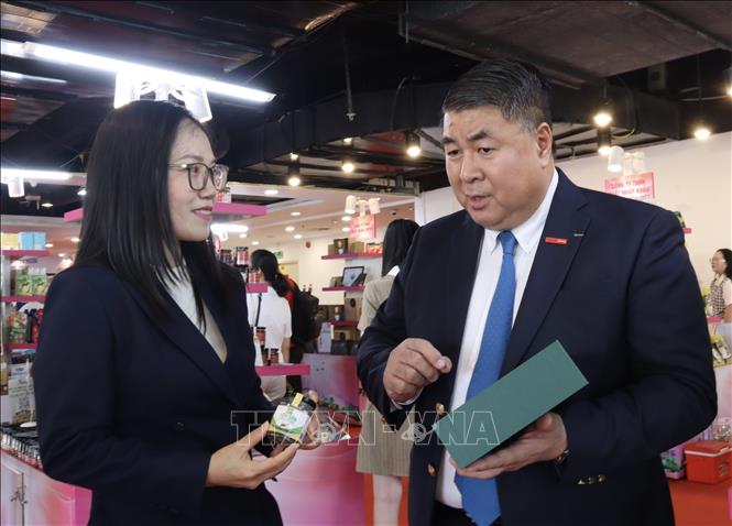 Ông Paul Lê, Phó Chủ tịch Tập đoàn Central Retail Việt Nam chia sẻ với doanh nghiệp về chiến lược tiếp thị sản phẩm. Ảnh: Xuân Anh - TTXVN