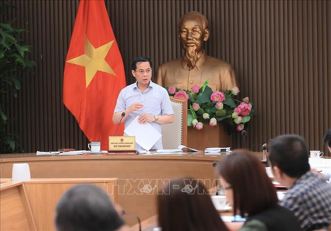 Phó Thủ tướng, Bộ trưởng Bộ Ngoại giao Bùi Thanh Sơn, Tổ trưởng Tổ Chỉ đạo số 6 phát biểu chỉ đạo. Ảnh: An Đăng - TTXVN