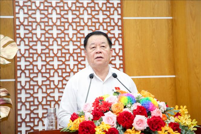 Ủy viên Bộ Chính trị, Bí thư Trung ương Đảng, Trưởng Ban Tuyên giáo và Dân vận Trung ương Nguyễn Trọng Nghĩa phát biểu. Ảnh: Giang Phương – TTXVN
