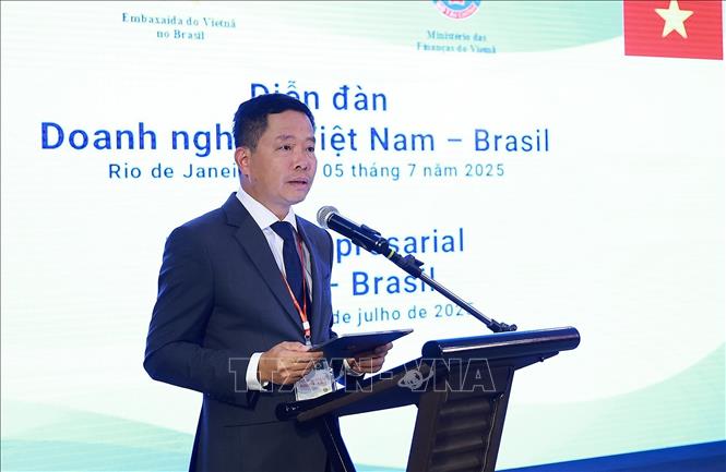 Ông Đào Xuân Vũ, Phó Tổng Giám đốc Tập đoàn Công nghiệp - Viễn thông Quân đội (Viettel) phát biểu. Ảnh: Dương Giang-TTXVN 