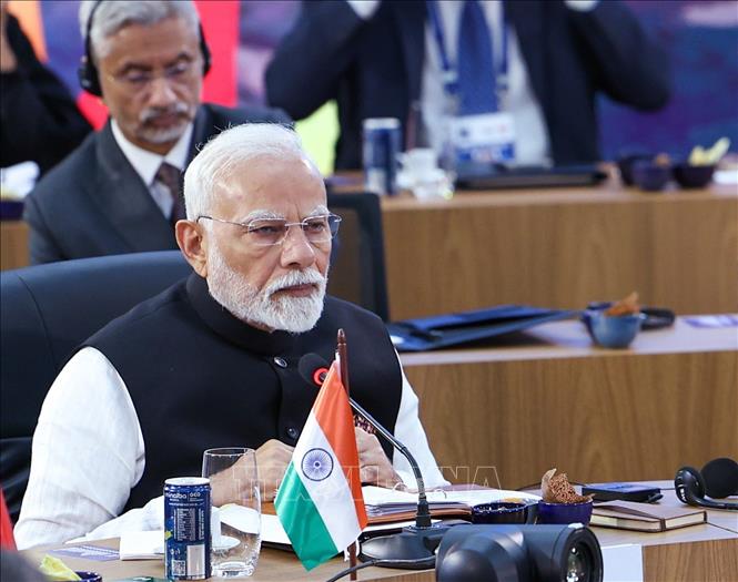 Thủ tướng Ấn Độ Narendra Modi phát biểu tại Hội nghị Thượng đỉnh BRICS lần thứ 17 ở thành phố Rio de Janeiro, Brazil ngày 6/7/2025. Ảnh: ANI/TTXVN