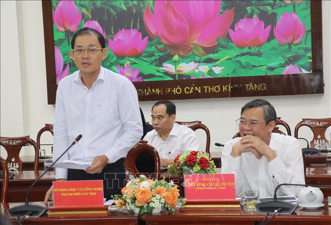 Ông Ngô Anh Tín, Giám đốc Sở Khoa học và Công nghệ thành phố phát biểu. Ảnh: Ngọc Thiện- TTXVN