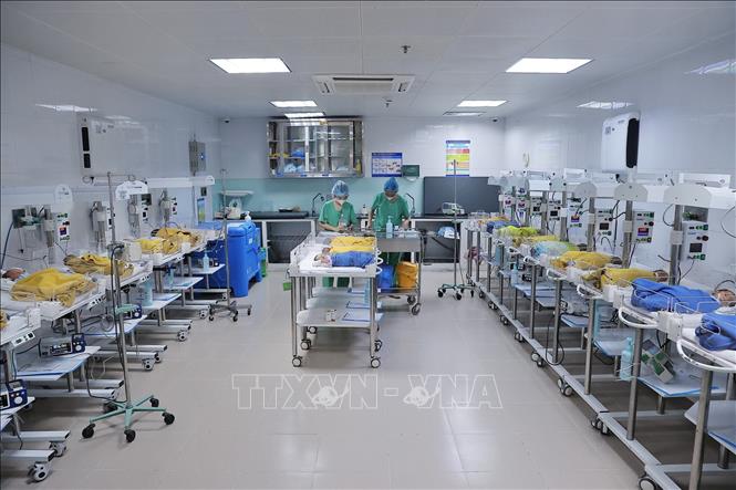 Hệ thống chăm sóc trẻ sinh non bao gồm máy móc và bác sĩ cùng các điều dưỡng theo dõi 24/24h; tại khu hồi sức, mỗi điều dưỡng sẽ phụ trách chăm sóc khoảng 20-25 bé; tại khu hồi sức tích cực, một cô chăm 9-10 trẻ. Ảnh: Minh Quyết - TTXVN