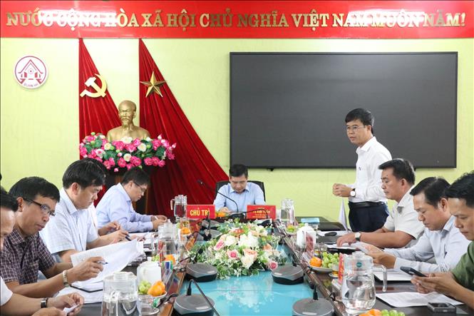 Quang cảnh buổi làm việc của đoàn công tác tại phường Buôn Hồ, tỉnh Đắk Lắk. Ảnh: Tuấn Anh - TTXVN