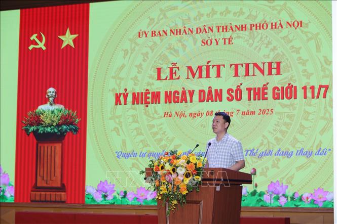 Le Thanh Dung, Director of the Ministry of Health's Population Authority, speaks at the ceremony. VNA Photo: Nguyễn Cúc