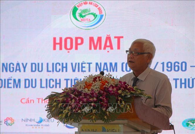 Đại diện Hiệp hội du lịch đồng bằng sông Cửu Long phát biểu. Ảnh: Nguyễn Hằng - TTXVN
