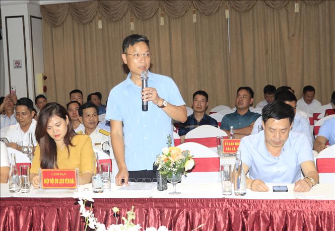 Đại diện các doanh nghiệp du lịch phát biểu thảo luận tại hội nghị.  Ảnh: Đinh Thùy - TTXVN