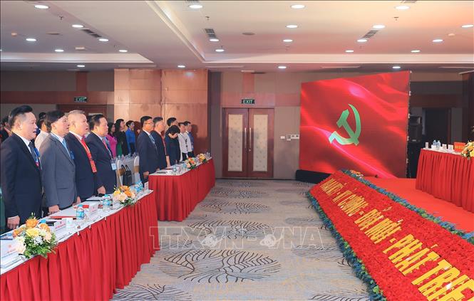 Các địa biểu thực hiện nghi thức chào cờ. Ảnh: Quốc Khánh - TTXVN