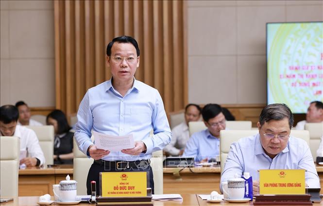 Bộ trưởng Bộ Nông nghiệp và Môi trường Đỗ Đức Duy phát biểu. Ảnh: Dương Giang-TTXVN 