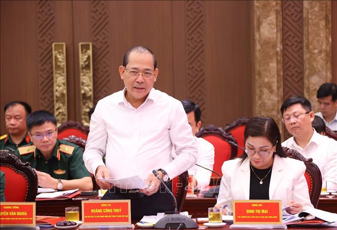 Đồng chí Hoàng Công Thủy, Phó Chủ tịch Ủy ban Trung ương MTTQ Việt Nam phát biểu. Ảnh: Văn Điệp - TTXVN