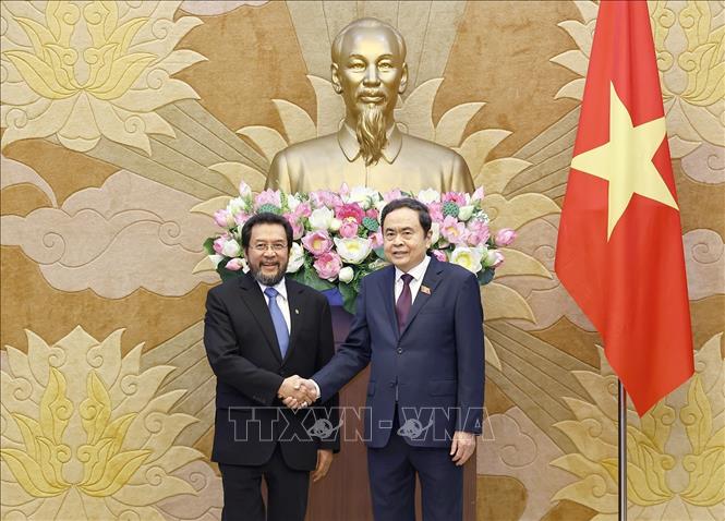  Chủ tịch Quốc hội Trần Thanh Mẫn tiếp Phó Chủ tịch Thượng viện Indonesia Yorrus Raweyai. Ảnh: Doãn Tấn - TTXVN