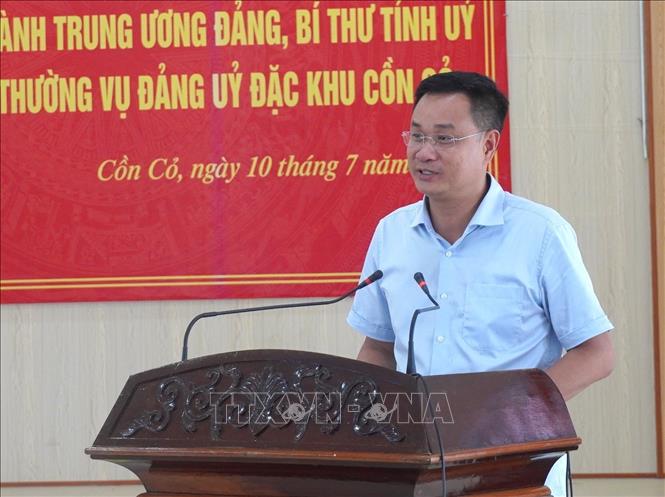 Ông Lê Ngọc Quang, Bí thư Tỉnh ủy Quảng Trị phát biểu tại buổi làm việc. Ảnh: Thanh Thuỷ-TTXVN