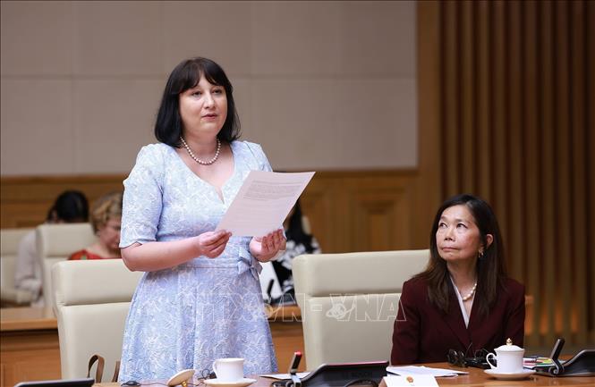 Đại sứ Romania tại Việt Nam Cristina Romila phát biểu. Ảnh: Dương Giang-TTXVN