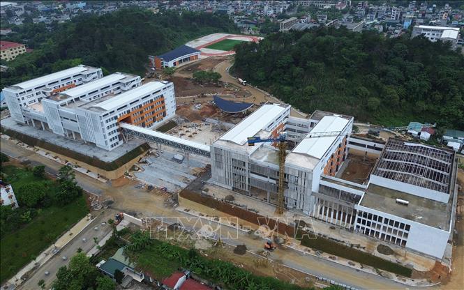 Sau 19 tháng thi công, khối lượng các hạng mục đã đạt 95% tiến độ. Ảnh: Quốc Khánh - TTXVN