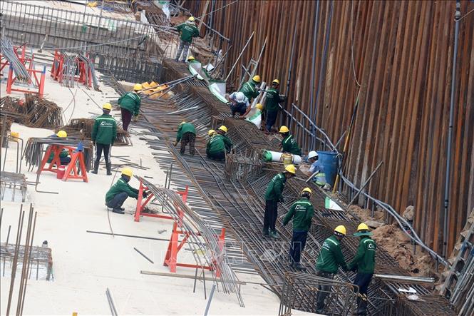Công trường thi công Dự án Trung tâm tổ chức Hội nghị APEC 2027 và các công trình chức năng. Ảnh: Lê Huy Hải - TTXVN